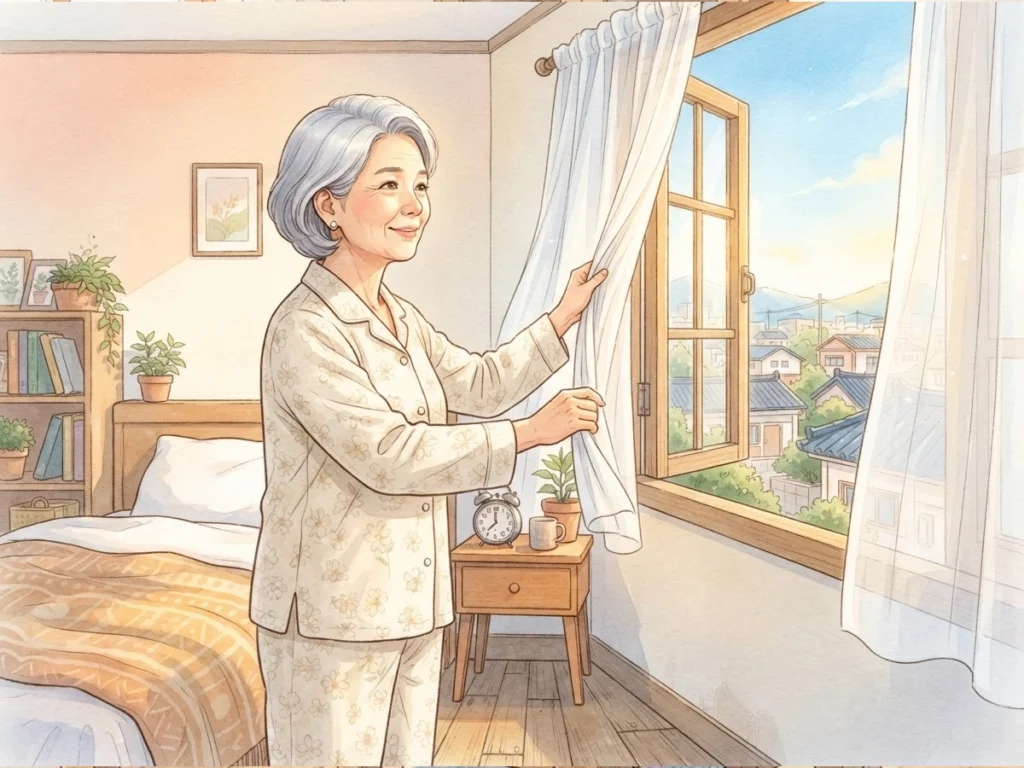 노화 속도를 늦추는 아침 습관 5가지 4 아침 햇살을 받는 여성