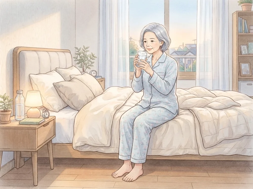 노화 속도를 늦추는 아침 습관 5가지 3 기상 직후 물마시는 여성
